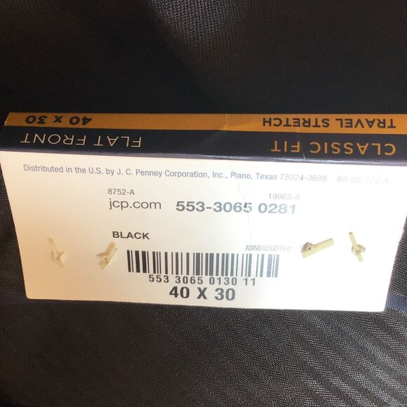 Men's Black Stafford Dress Pants Flat Front Travel Stretch Classic Fit 40X30 - Picture 3 of 3